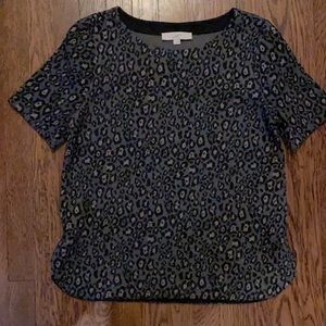 Loft leopard shirt sleeve sweater M